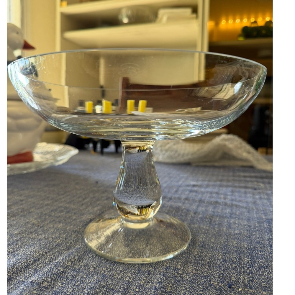 Unbranded Pedestal Bowl 8in Clear Crystal Centerpiece Trifle Dish Food Candy